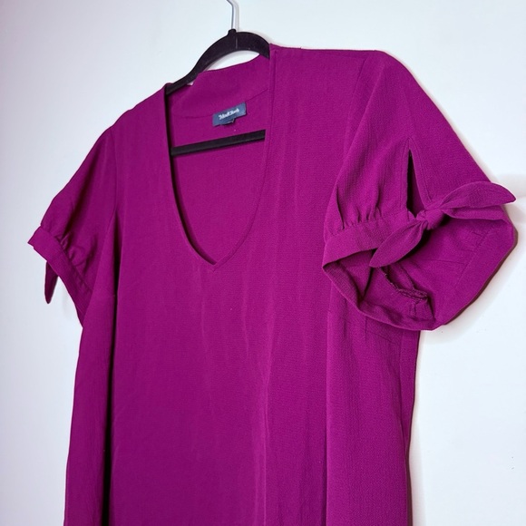 MODCLOTH Puff Sleeve Purple Vneck Short Sleeve Blouse Top - Picture 4 of 8